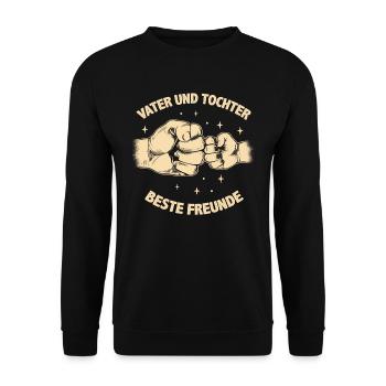 Vater und Tochter Geburtstag Geschenkidee - Unisex Pullover - Schwarz - Vorne - Alina (178cm) & Michal (187cm)