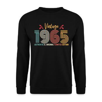 Anniversaire 1965 Anniversaire né en 1965 rétro - Sweat-shirt Unisexe - noir - Devant - Alina (178cm) & Michal (187cm)