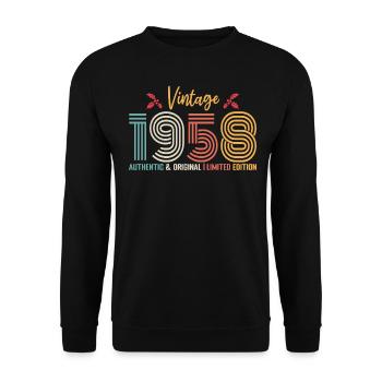 Birthday 1958 Birthday born in 1958 retro - Unisex Sweatshirt - black - Front - Alina (178cm) & Michal (187cm)