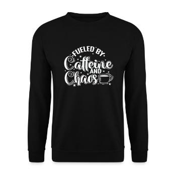 Alimenté par la caféine et le chaos Coffee Café - Sweat-shirt Unisexe - noir - Devant - Alina (178cm) & Michal (187cm)