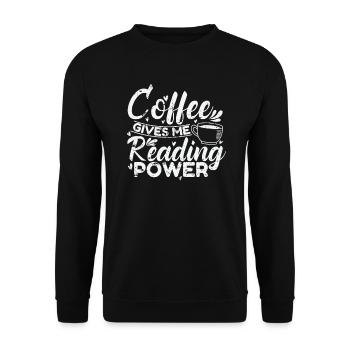 Coffee gives me Reading Power Caffeine - Unisex Sweatshirt - black - Front - Alina (178cm) & Michal (187cm)
