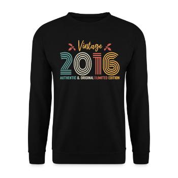 Birthday 2016 Birthday Born in 2016 Retro - Unisex Sweatshirt - black - Front - Alina (178cm) & Michal (187cm)