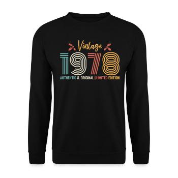 Geburtstag 1978 Geburtstag Jahrgang 1978 Retro - Unisex Pullover - Schwarz - Vorne - Alina (178cm) & Michal (187cm)