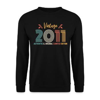 Anniversaire 2011 Anniversaire né en 2011 rétro - Sweat-shirt Unisexe - noir - Devant - Alina (178cm) & Michal (187cm)