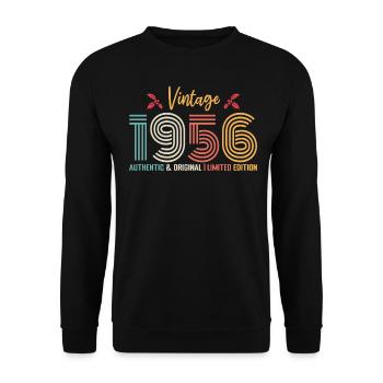 Birthday 1956 Birthday Born in 1956 Retro - Unisex Sweatshirt - black - Front - Alina (178cm) & Michal (187cm)