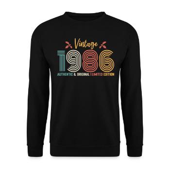 Birthday 1986 Birthday Born in 1986 Retro - Unisex Sweatshirt - black - Front - Alina (178cm) & Michal (187cm)