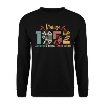 Geburtstag 1952 Geburtstag Jahrgang 1952 Retro - Unisex Pullover - Schwarz - Vorne - Alina (178cm) & Michal (187cm)