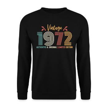 Birthday 1972 Birthday Born in 1972 Retro - Unisex Sweatshirt - black - Front - Alina (178cm) & Michal (187cm)