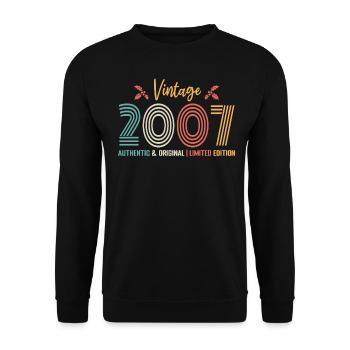 Birthday 2007 Birthday Born in 2007 Retro - Unisex Sweatshirt - black - Front - Alina (178cm) & Michal (187cm)