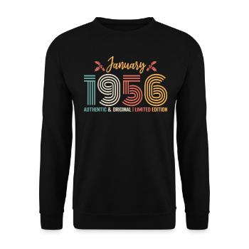 Januar 1956 Geburtstag Januar 1956 Retro - Unisex Pullover - Schwarz - Vorne - Alina (178cm) & Michal (187cm)