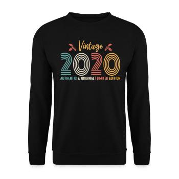 Birthday 2020 Birthday Born in 2020 Retro - Unisex Sweatshirt - black - Front - Alina (178cm) & Michal (187cm)