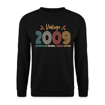 Birthday 2009 Birthday Born in 2009 Retro - Unisex Sweatshirt - black - Front - Alina (178cm) & Michal (187cm)