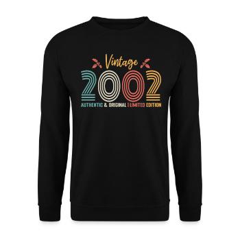 Geburtstag 2002 Geburtstag Jahrgang 2002 Retro - Unisex Pullover - Schwarz - Vorne - Alina (178cm) & Michal (187cm)
