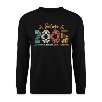 Geburtstag 2005 Geburtstag Jahrgang 2005 Retro - Unisex Pullover - Schwarz - Vorne - Alina (178cm) & Michal (187cm)