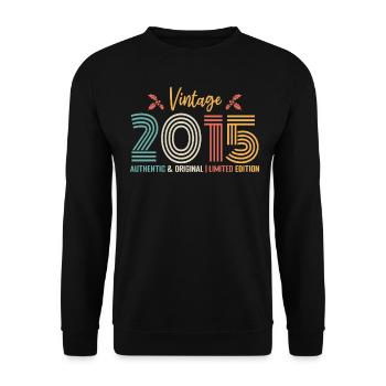 Birthday 2015 Birthday Born in 2015 Retro - Unisex Sweatshirt - black - Front - Alina (178cm) & Michal (187cm)