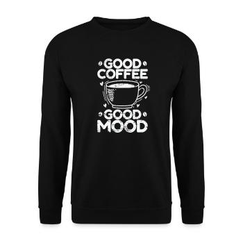 Good Coffee Good Mood Frühstück - Unisex Pullover - Schwarz - Vorne - Alina (178cm) & Michal (187cm)