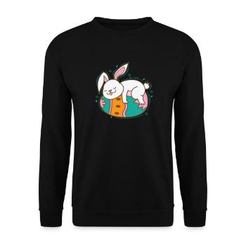 Easter Bunny on Easter Egg Spring - Unisex Sweatshirt - black - Front - Alina (178cm) & Michal (187cm)
