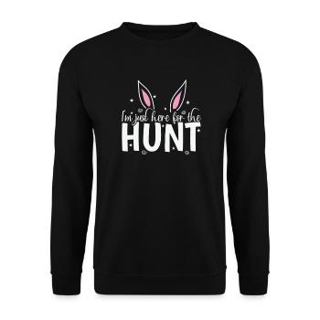 Je suis juste là pour la chasse aux œufs de Pâques - Sweat-shirt Unisexe - noir - Devant - Alina (178cm) & Michal (187cm)
