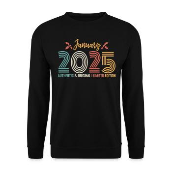 Januar 2025 Jubiläum Januar 2025 Retro - Unisex Pullover - Schwarz - Vorne - Alina (178cm) & Michal (187cm)