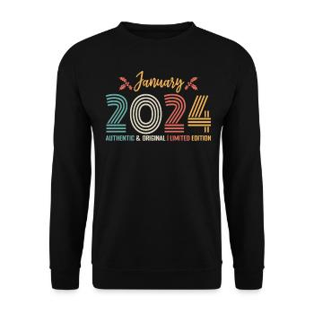 January 2024 birthday January 2024 retro - Unisex Sweatshirt - black - Front - Alina (178cm) & Michal (187cm)