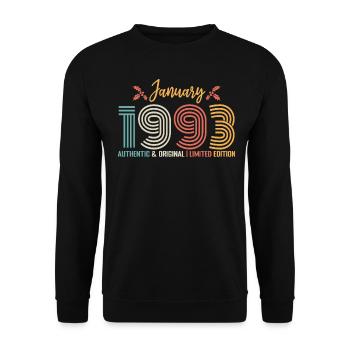 January 1993 Anniversary January 1993 Retro - Unisex Sweatshirt - black - Front - Alina (178cm) & Michal (187cm)