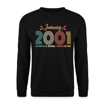 Januar 2001 Geburtstag Januar 2001 Retro - Unisex Pullover - Schwarz - Vorne - Alina (178cm) & Michal (187cm)