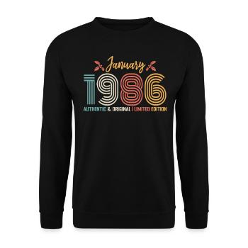 Janvier 1986 anniversaire Janvier 1986 rétro - Sweat-shirt Unisexe - noir - Devant - Alina (178cm) & Michal (187cm)