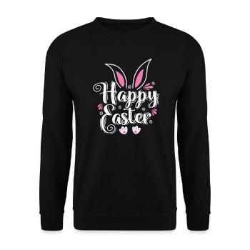 Happy Easter Bunny Colorful Easter Eggs - Unisex Sweatshirt - black - Front - Alina (178cm) & Michal (187cm)