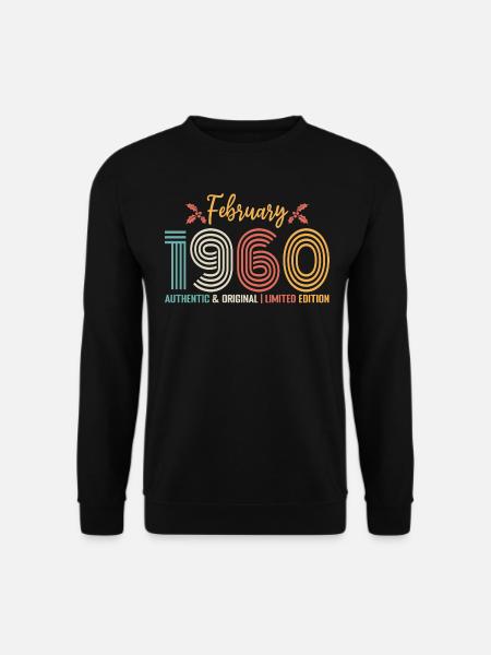Februar 1960 Jubiläum Februar 1960 Retro - Unisex Pullover - Schwarz