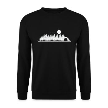 Camping im Wald Urlaub Berge Freiheit - Unisex Pullover - Schwarz - Vorne - Alina (178cm) & Michal (187cm)