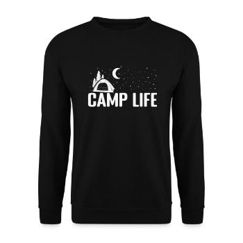 Camp Life Urlaub Berge und Wandern - Unisex Pullover - Schwarz - Vorne - Alina (178cm) & Michal (187cm)