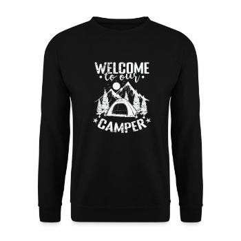 Welcome to our Camper Urlaub Freiheit - Unisex Pullover - Schwarz - Vorne - Alina (178cm) & Michal (187cm)
