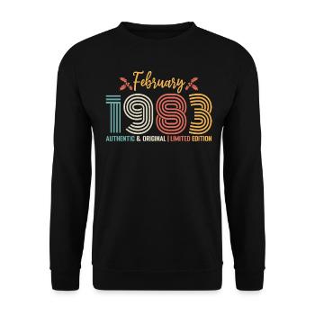 Februar 1983 Geburtstag Februar 1983 Retro - Unisex Pullover - Schwarz - Vorne - Alina (178cm) & Michal (187cm)