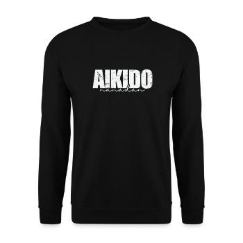 Aikido Nanadan japanische Kampfkunst - Unisex Pullover - Schwarz - Vorne - Alina (178cm) & Michal (187cm)