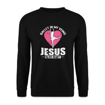 Ballet in my Veins Jesus in my Heart - Unisex Sweatshirt - black - Front - Alina (178cm) & Michal (187cm)