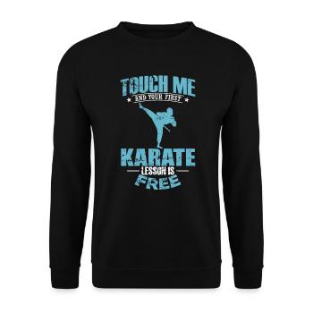 Touch Me and your 1st Karate Lesson is Free - Unisex Sweatshirt - black - Front - Alina (178cm) & Michal (187cm)