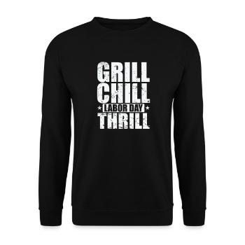 Grill Chill Labor Day Thrill - Unisex Pullover - Schwarz - Vorne - Alina (178cm) & Michal (187cm)