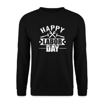 Happy Labor Day im September - Unisex Pullover - Schwarz - Vorne - Alina (178cm) & Michal (187cm)