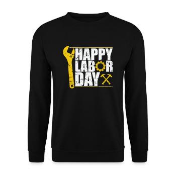 Happy Labor Day bester Montag - Unisex Pullover - Schwarz - Vorne - Alina (178cm) & Michal (187cm)