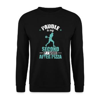 Paddle is my Second P-Word after Pizza - Unisex Pullover - Schwarz - Vorne - Alina (178cm) & Michal (187cm)