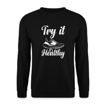 Try it's Healthy Jogging - Unisex Sweatshirt - black - Front - Alina (178cm) & Michal (187cm)