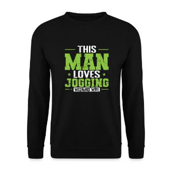 Cet homme aime faire du jogging avec sa femme - Sweat-shirt Unisexe - noir - Devant - Alina (178cm) & Michal (187cm)