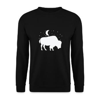 Bison in the moonlight - Unisex Sweatshirt - black - Front - Alina (178cm) & Michal (187cm)