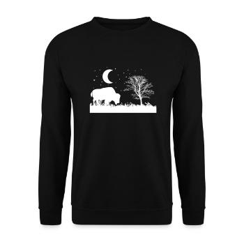 Le bison mange l’animal de l’herbe - Sweat-shirt Unisexe - noir - Devant - Alina (178cm) & Michal (187cm)