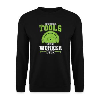 I love my Tools said no Worker ever - Unisex Pullover - Schwarz - Vorne - Alina (178cm) & Michal (187cm)