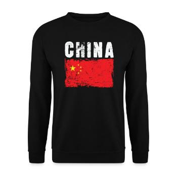 Drapeau de la Chine Asie de l’Est - Sweat-shirt Unisexe - noir - Devant - Alina (178cm) & Michal (187cm)