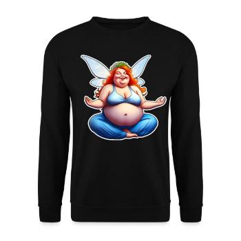 Niedliche dicke gute Laune Fee - Unisex Pullover - Schwarz - Vorne - Alina (178cm) & Michal (187cm)