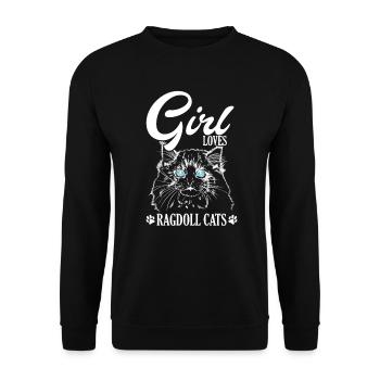 Girl loves Ragdoll Cats Haustier - Unisex Pullover - Schwarz - Vorne - Alina (178cm) & Michal (187cm)