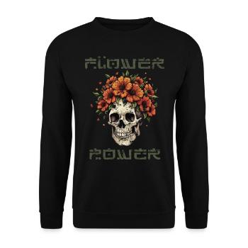 Flower Power - Unisex Pullover - Schwarz - Vorne - Alina (178cm) & Michal (187cm)
