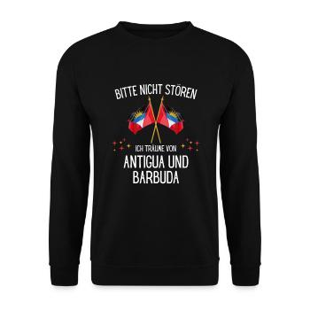 Bitte Nicht Stören Träume Von Antigua Und Barbuda - Unisex Pullover - Schwarz - Vorne - Alina (178cm) & Michal (187cm)